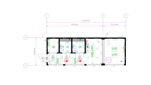 Moderne Raumcontainer Anlage -  PLUSLine, L8505 x B2989 mit 2 x WC und Abstellraum in RAL 7016 Anthrazit, Lieferung inkl. Montage 