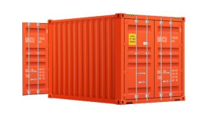 Seecontainer 10 Fuß mit 2 x Doppelflügeltür - 7,44 qm, H2591 x B3000 x T2438 mm, rot, mit Holzfußboden