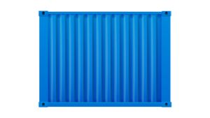 Seecontainer 10 Fuß mit 2 x Doppelflügeltür - 7,44 qm, H2591 x B3000 x T2438 mm, blau, mit Holzfußboden