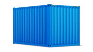 Seecontainer 10 Fuß - 7,44 qm, H2591 x B3000 x T2438 mm, blau, mit Holzfußboden