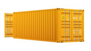 Seecontainer 20 Fuß mit 2 x Doppelflügeltür - 14,91 qm, H2591 x B6058 x T2438 mm, gelb, mit Holzfußboden