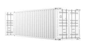 Seecontainer 20 Fuß mit 2 x Doppelflügeltür - 14,91 qm, H2591 x B6058 x T2438 mm, weiß, mit Holzfußboden