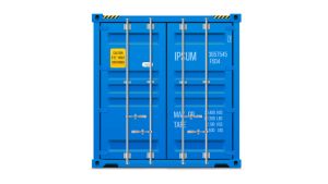 Seecontainer 40 Fuß mit 2 x Doppelflügeltür - 30,24 qm, H2591 x B12192 x T2438 mm, blau, mit Holzfußboden