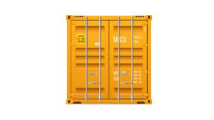 Seecontainer 40 Fuß mit 2 x Doppelflügeltür - 30,24 qm, H2591 x B12192 x T2438 mm, gelb, mit Holzfußboden