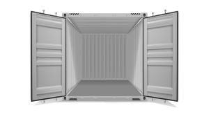 Seecontainer 40 Fuß - 30,24 qm, H2591 x B12192 x T2438 mm, grau, mit Holzfußboden