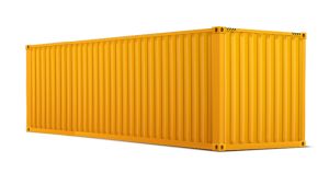 Seecontainer 40 Fuß - 30,24 qm, H2591 x B12192 x T2438 mm, gelb, mit Holzfußboden