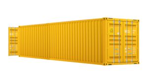 Seecontainer 40 Fuß mit 2 x Doppelflügeltür - 30,24 qm, H2591 x B12192 x T2438 mm, gelb, mit Holzfußboden