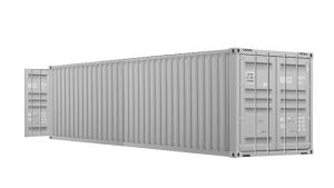 Seecontainer 40 Fuß mit 2 x Doppelflügeltür - 30,24 qm, H2591 x B12192 x T2438 mm, grau, mit Holzfußboden