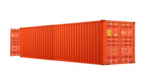 Seecontainer 40 Fuß mit 2 x Doppelflügeltür - 30,24 qm, H2591 x B12192 x T2438 mm, rot, mit Holzfußboden