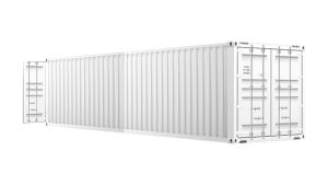 Seecontainer 40 Fuß mit 2 x Doppelflügeltür - 30,24 qm, H2591 x B12192 x T2438 mm, weiß, mit Holzfußboden