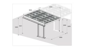 SolarCover 2.0 Anbaueinheit -  H3290 x B5842 x T5265 mm aus feuerverzinktem Stahl und widerstandsfähigen 5 mm Glas-Glas-Photovoltaik-Modulen