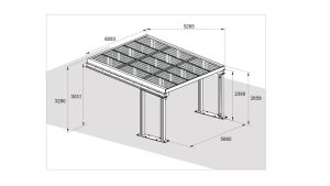 SolarCover 2.0 Grundeinheit -  H3290 x B6083 x T5265 mm aus feuerverzinktem Stahl und widerstandsfähigen 5 mm Glas-Glas-Photovoltaik-Modulen