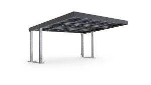 SolarCover 2.0 Grundeinheit -  H3290 x B6083 x T5265 mm aus feuerverzinktem Stahl und widerstandsfähigen 5 mm Glas-Glas-Photovoltaik-Modulen