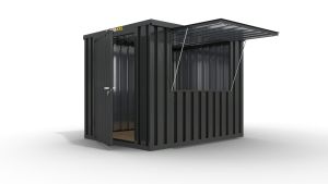 Verkaufscontainer - Barcontainer mit Verkaufsklappe, H2196 x B2985 x T2350 mm, anthrazit, zerlegt
