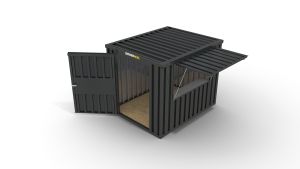 Verkaufscontainer - Barcontainer mit Verkaufsklappe, H2196 x B2985 x T2350 mm, anthrazit, zerlegt