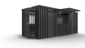 Verkaufscontainer - Barcontainer mit Verkaufsklappe, H2216 x B5055 x T2350 mm, anthrazit, zerlegt