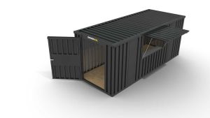 Verkaufscontainer - Barcontainer mit Verkaufsklappe, H2216 x B5055 x T2350 mm, anthrazit, zerlegt