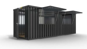 Verkaufscontainer - Barcontainer mit Verkaufsklappe, H2216 x  B6090 x T2350 mm, anthrazit, zerlegt