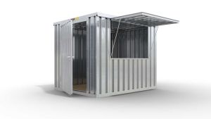 Verkaufscontainer - Barcontainer mit Verkaufsklappe, H2196 x B2985 x T2350 mm, verzinkt, zerlegt