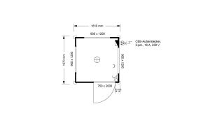 Verkaufshäuschen isoliert, H2555 x B1670 x L1610, mit 1 x Schiebefenster, 2 x DK-Fenster und Elektropaket, anthrazit