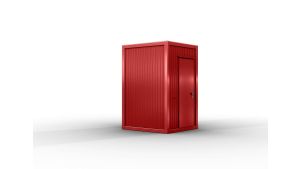 Verkaufshäuschen isoliert, H2555 x B1670 x L1610, mit Schiebefenster und Elektropaket, feuerrot