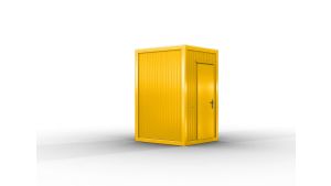 Verkaufshäuschen isoliert, H2555 x B1670 x L1610, mit Schiebefenster und Elektropaket, signalgelb