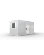 Bürocontainer isoliert, 5100 x 2160 x 2540 mm (L x B x H),  inkl. Elektropaket, 2 Fenster, Lackierung RAL 9002 grau-weiß - Variante 2