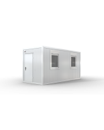 Bürocontainer isoliert, 5100 x 2160 x 2540 mm (L x B x H),  inkl. Elektropaket, 2 Fenster, Lackierung RAL 9002 grau-weiß - Variante 3