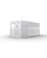 Bürocontainer mit WC, 6055 x 2435 x 2600 mm (L x B x H),  inkl. Elektropaket und Sanitäreinrichtung, 2 Fenster, Lackierung RAL 9002 grau - weiß-Variante 5