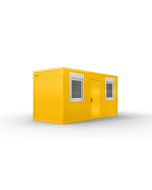 Bürocontainer isoliert, 5100 x 2160 x 2540 mm (L x B x H),  inkl. Elektropaket, 2 Fenster, Lackierung RAL 1003 signalgelb - Variante 1