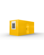 Bürocontainer isoliert, 5100 x 2160 x 2540 mm (L x B x H),  inkl. Elektropaket, 2 Fenster, Lackierung RAL 1003 signalgelb - Variante 2