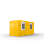Bürocontainer isoliert, 5100 x 2160 x 2540 mm (L x B x H),  inkl. Elektropaket, 2 Fenster, Lackierung RAL 1003 signalgelb - Variante 3