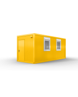 Bürocontainer isoliert, 6055 x 2435 x 2600 mm (L x B x H),  inkl. Elektropaket, 2 Fenster, Lackierung RAL 1003 signalgelb - Variante 1