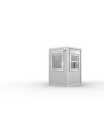 Verkaufshäuschen isoliert, H2555 x B1670 x L1610, mit 1 x Schiebefenster, 1 x DK-Fenster und Elektropaket, grau-weiß