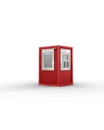 Verkaufshäuschen isoliert, H2555 x B1670 x L1610, mit 1 x Schiebefenster, 2 x DK-Fenster und Elektropaket, feuerrot