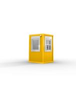 Verkaufshäuschen isoliert, H2555 x B1670 x L1610, mit 1 x Schiebefenster, 2 x DK-Fenster und Elektropaket, signalgelb