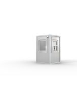 Verkaufshäuschen isoliert, H2555 x B1670 x L1610, mit 1 x Schiebefenster, 2 x DK-Fenster und Elektropaket, grau-weiß