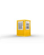Verkaufshäuschen isoliert, H2555 x B1670 x L1610, mit 1 x Schiebefenster, 1 x DK-Fenster und Elektropaket, signalgelb