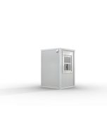 Verkaufshäuschen isoliert, H2555 x B1670 x L1610, mit Schiebefenster und Elektropaket, grau-weiß